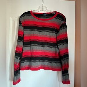 GAP Vibrant Red and Black Striped Top
